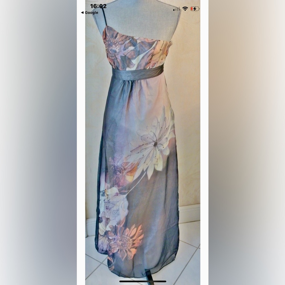 Chic One Shoulder Floral Dress in Gray and Purple